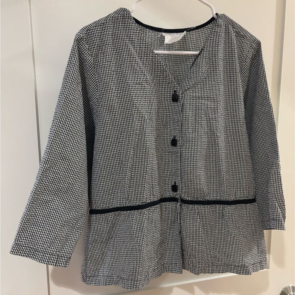 Black and white checkered top size L